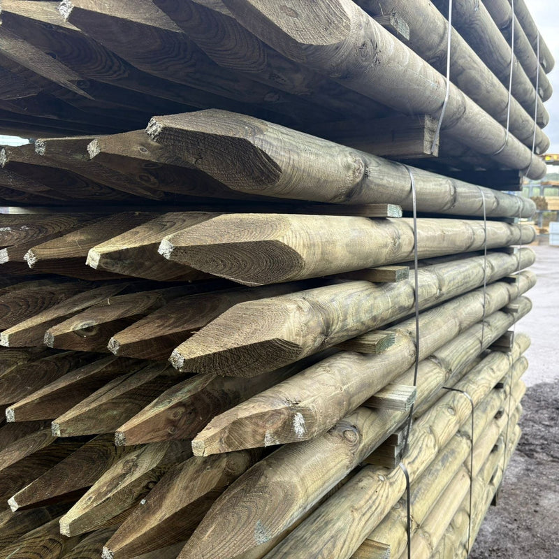 2.5m x 100mm Treated Round Post | Pointed | 15yr Guarantee