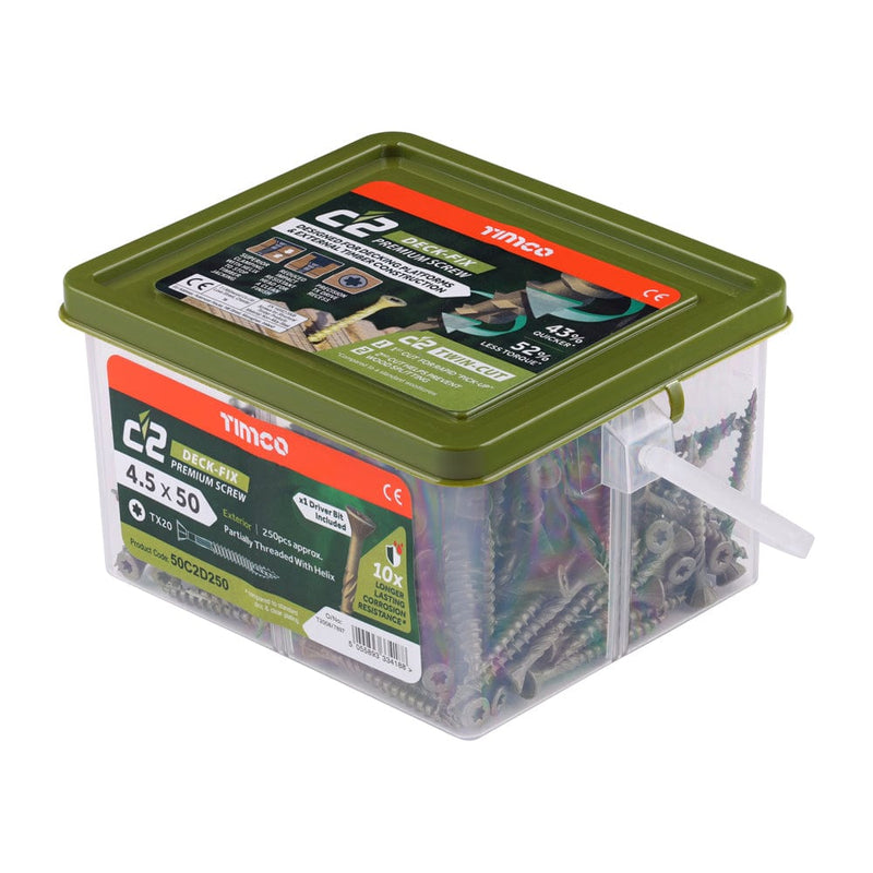 Timco - C2 Deck-Fix TX20 CSK GRN TUB 4.5 x 50 - 250 PCS