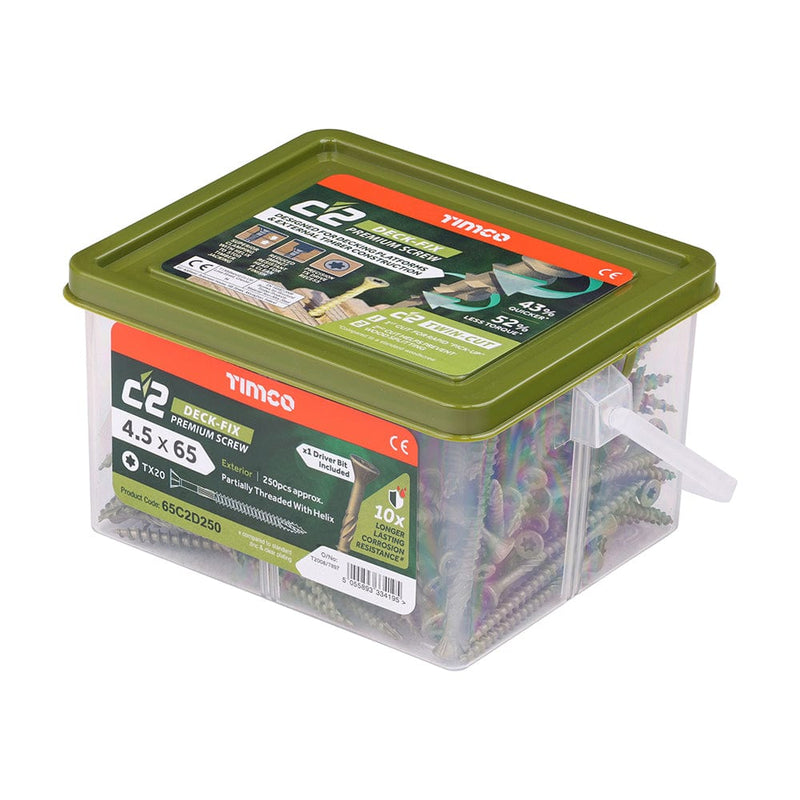Timco - C2 Deck-Fix TX20 CSK GRN TUB 4.5 x 65 - 250 PCS