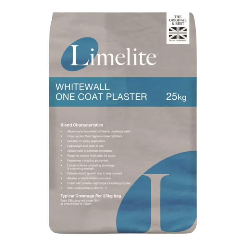 Limelite Whitewall One Coat Plaster - 25kg Bag