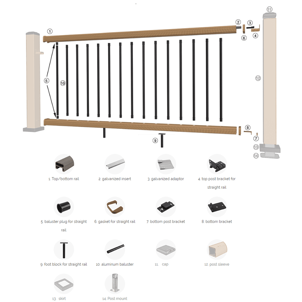 UltraShield Hybrid Composite Railing System | 1.8m Deck Balustrade Kit ...