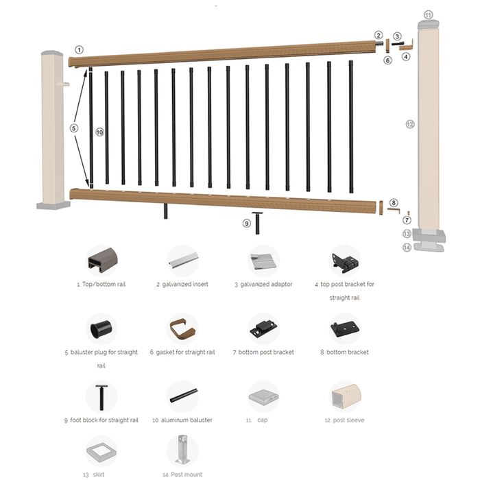 UltraShield Hybrid Composite Railing System | 1.8m Deck Balustrade Kit ...