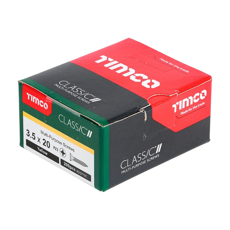 Timco - Classic Screw PZ2 CSK Yellow Passivated 3.5 x 20 - box of 200