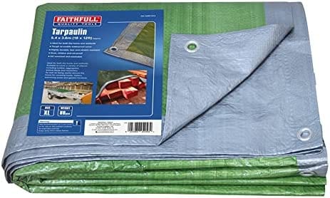 Faithfull Tarpaulin Green/Silver 5.4 x 3.6m (18 x 12ft) 80gsm