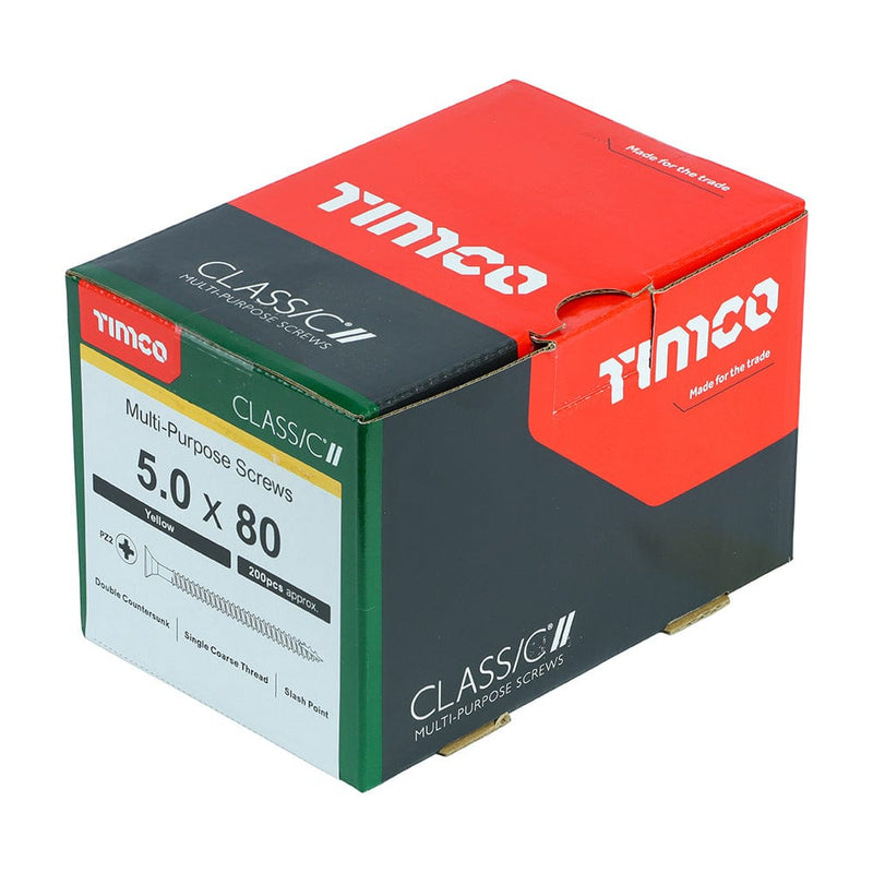 Timco -Classic Screw PZ2 CSK ZYP
5.0 x 80 - box of 200