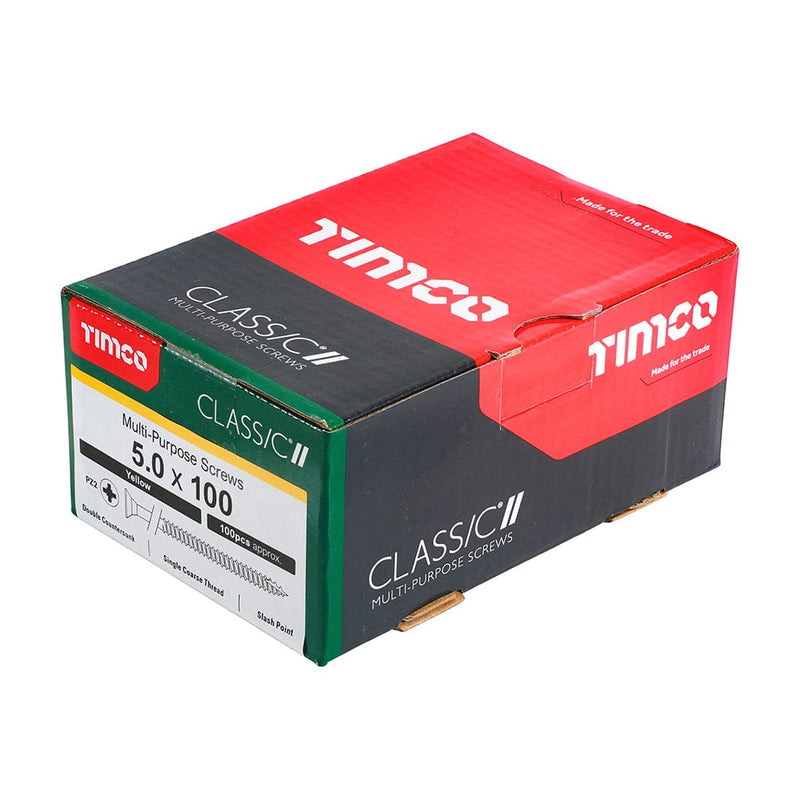 Timco - Classic Screw PZ2 CSK ZYP 5.0 x 100 - box of 100