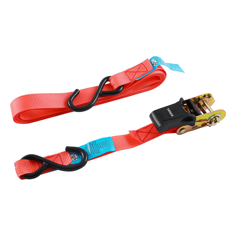 5m x 25mm Ratchet Straps - S Hook 2 pk