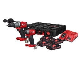 MILWAUKEE M18 FPP2A2-304P 18V COMBI DRILL & IMPACT DRIVER KIT INC 4X 3.0AH BATTERIES