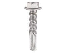 5.5 x 55 - Metal Construction Heavy Section Screws - Hex - Self-Drilling - Bi-Metal - Exterior - Silver Organic - Box of 100