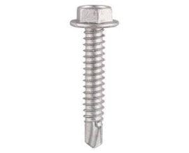 H100B 5.5 x 100 - Metal Construction Heavy Section Screws - Hex - Self-Drilling - Exterior - Silver Organic - Box of 100