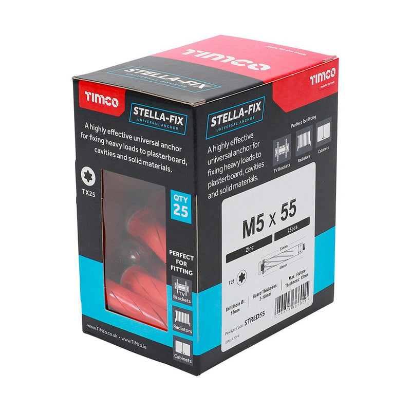 Timco - Stella Fix Anchor TX PAN Red M5 x 55 - 25 PCS
