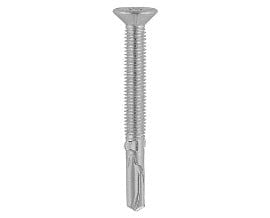 5.5 x 85 - Metal Construction Timber to Heavy Section Screws - Countersunk - Wing-Tip - Self-Drilling - Exterior - Silver Organic - Box of 100